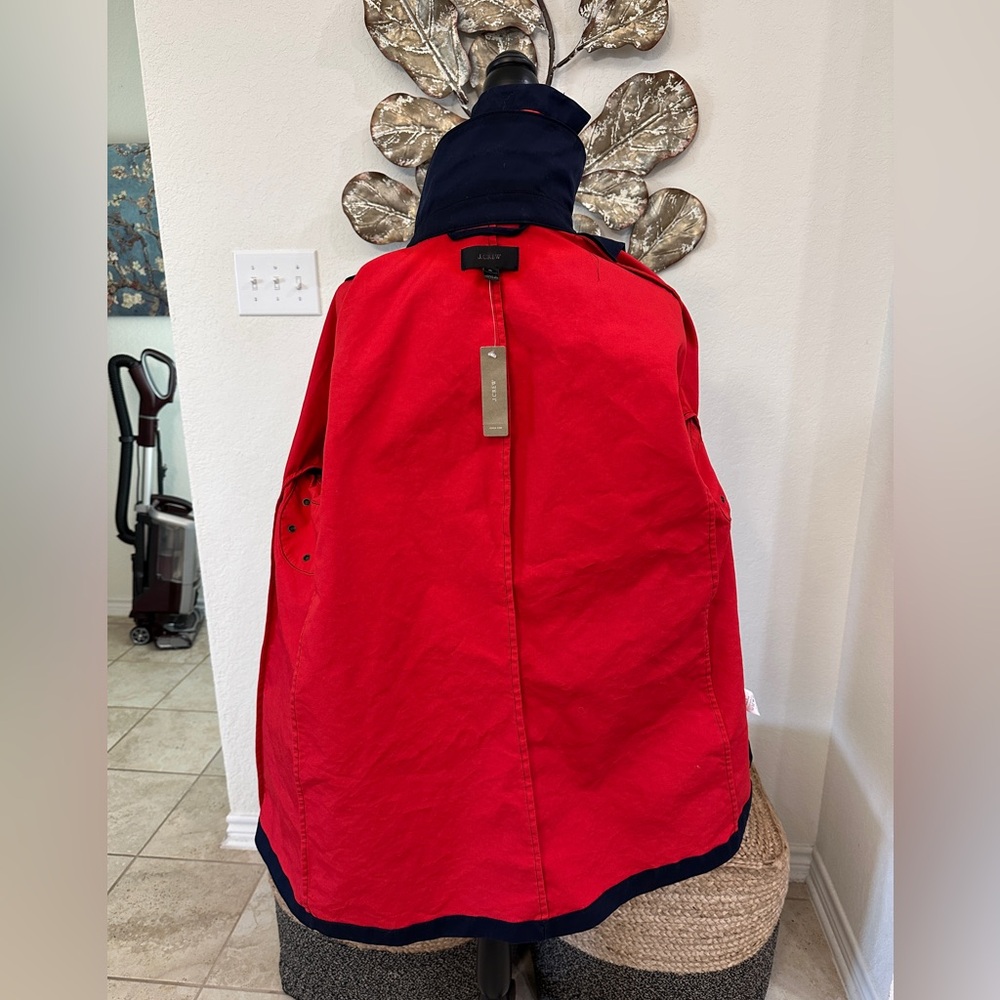 J.Crew Navy & Red Hooded Anorak Jacket Gold Zipper Size XL New With Tags - Picture 8 of 9